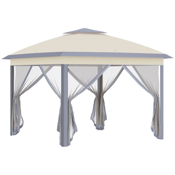 Gazebo Pieghevole da Giardino 3,3x3,3x2,88m con Zanzariera in Acciaio e Tessuto Oxford Beige prezzo