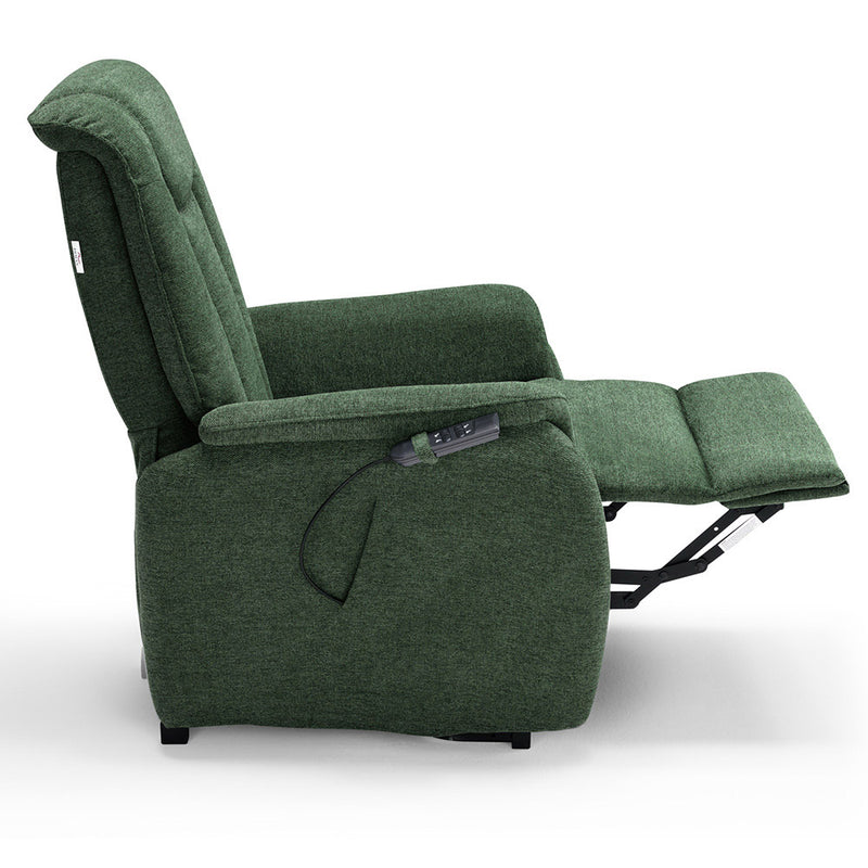 Poltrona Alzapersona Elettrica 2 Motori 76x96x105 cm in Tessuto Boston Verde-4