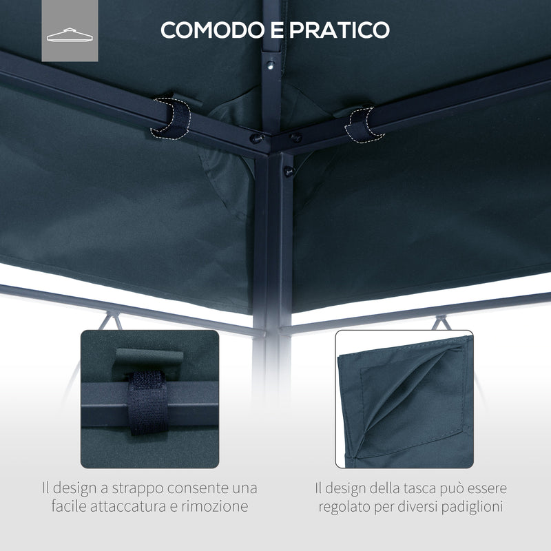 Tetto di Ricambio per Gazebo da Giardino 3x3m in Poliestere Grigio-5