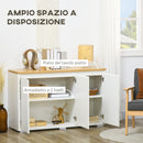 Mobile Multiuso 120x37x75 cm in Truciolato Bianco e Legno-4