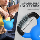 Kettlebell per Allenamento 8 Kg Base Piatta in Metallo e Neoprene Blu-4