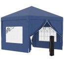 Gazebo Pieghevole da Giardino 2,95x2,95x2,58m in Acciaio e Tessuto Oxford Blu-1