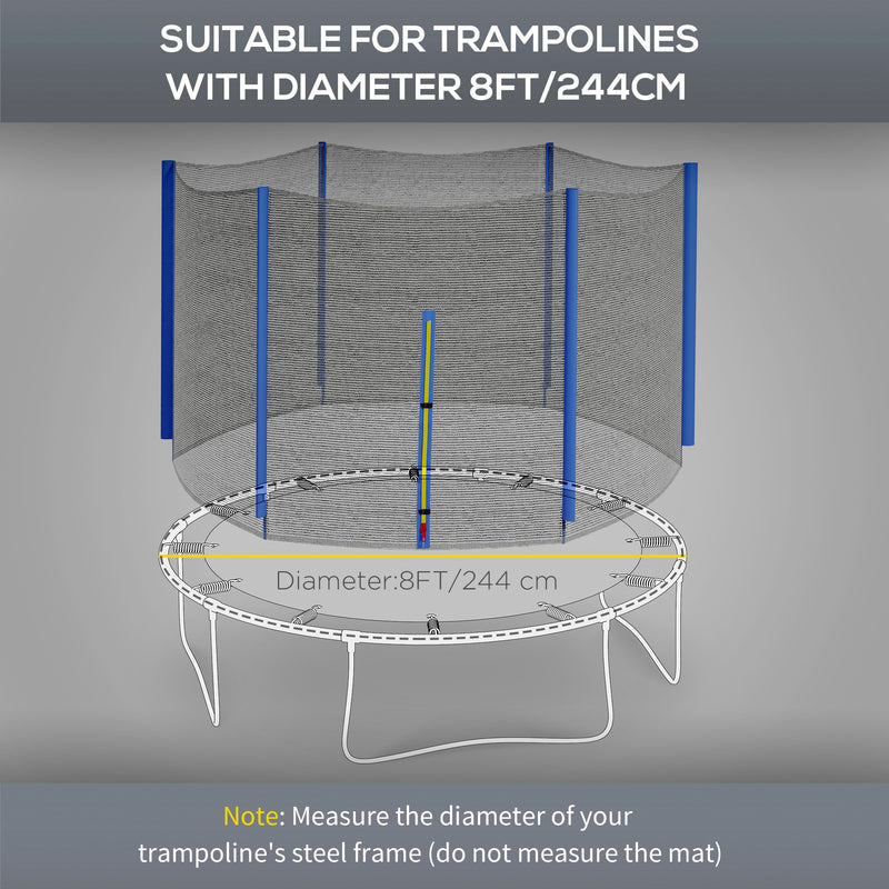 Rete di Protezione per Trampolini a 6 Pali con Ingresso con Cerniera Ø244x180 cm in PE Nero e Blu-4