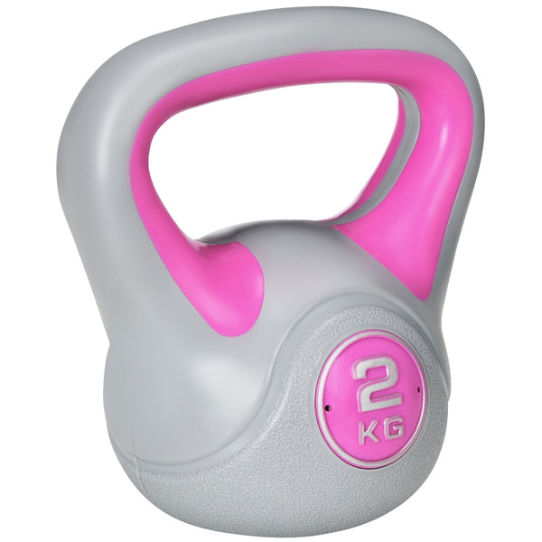 prezzo Kettlebell per Allenamento 2 Kg Base Piatta e Impugnatura per Stacchi in PU e Sabbia Rosa