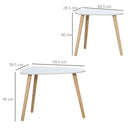 Set 2 Tavolini da Salotto Impilabili Stile Nordico con Gambe in Legno Bianco-3