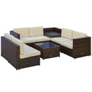 Set Salotto da Giardino 4 Poltrone 2 Poltrone Angolari e 2 Tavolini in Rattan PE Marrone-1