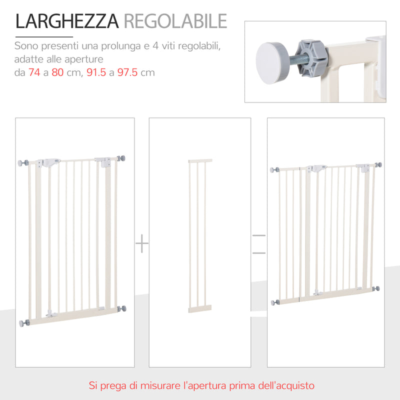 Cancelletto di Sicurezza per Cani 86x104,1 cm in Metallo e Plastica Bianco-7