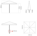 Ombrellone da Giardino 2,2x2,2m in Legno Ø48 mm Telo in Acrilico Ecrù-5