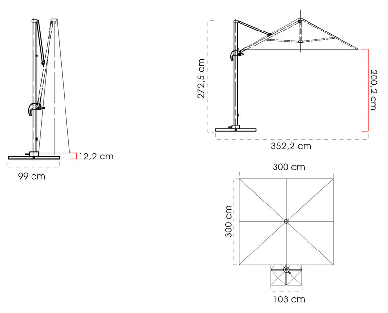 Ombrellone da Giardino Decentrato 3x3m in Alluminio Telo in Poliestere Mosini Blues Grigio e Bianco-5