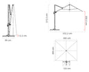 Ombrellone da Giardino Decentrato 3x3m in Alluminio Telo in Poliestere Mosini Blues Bianco-5