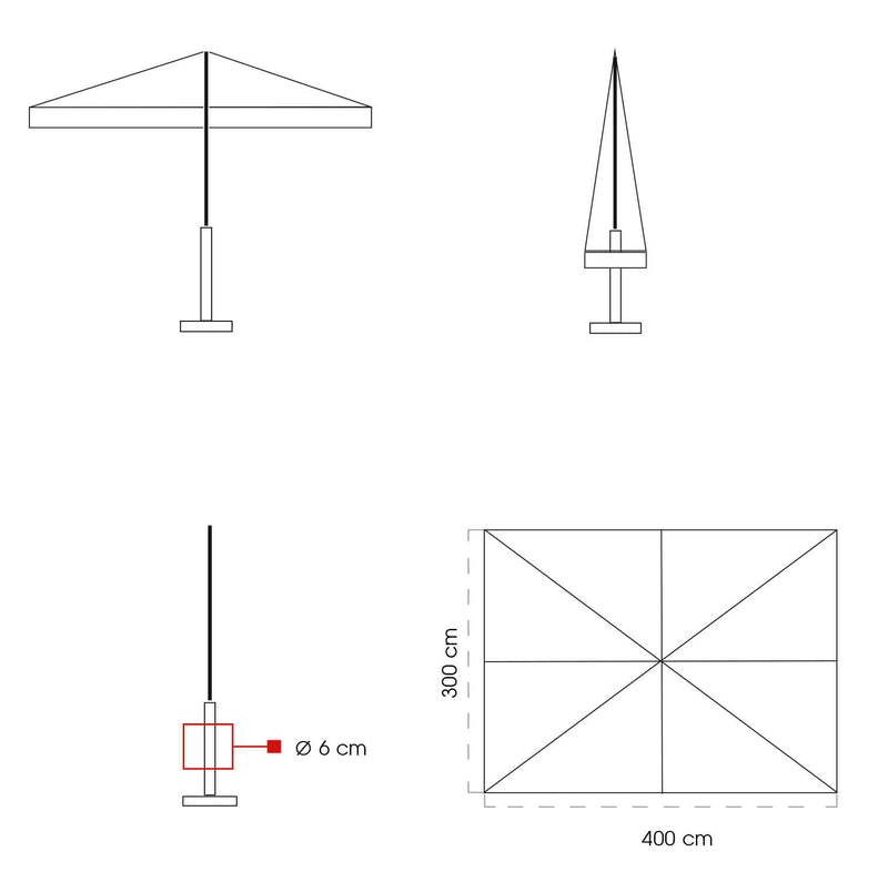 Ombrellone da Giardino 3x4m in Legno Telo in Acrilico Danieli Sydney Ecrù-5