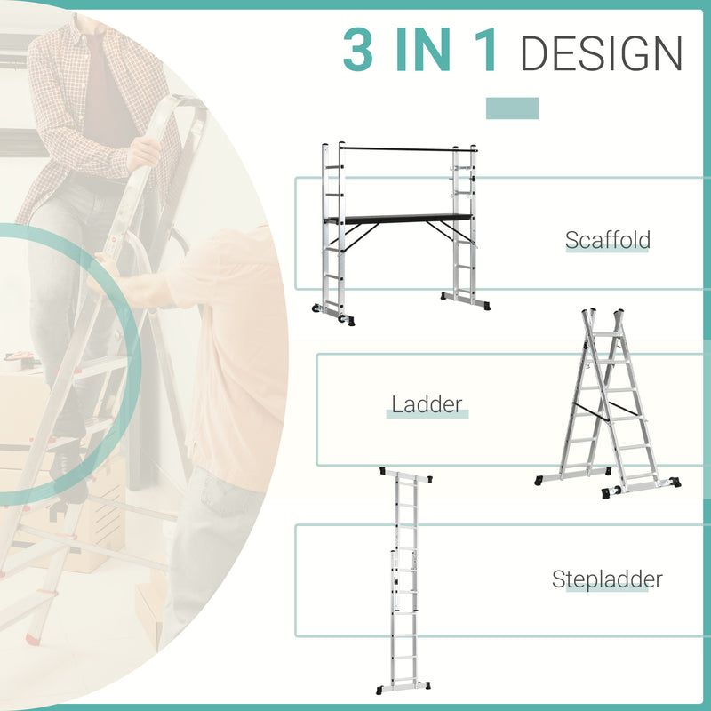 Trabattello Scala 3 in 1 ad Altezza Regolabile Max 150 Kg in Lega di Alluminio-4