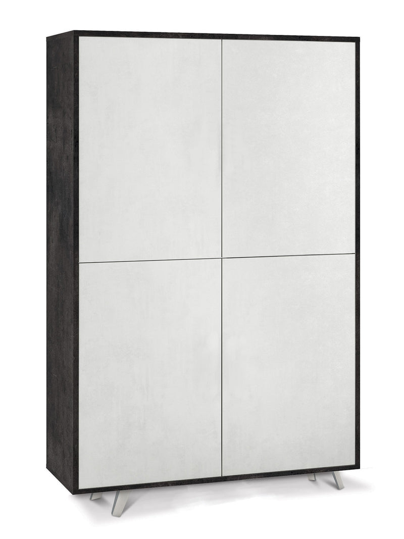 Mobile Multiuso 4 Ante 107x169x41 cm Ossido Nero/Ossido Bianco-1