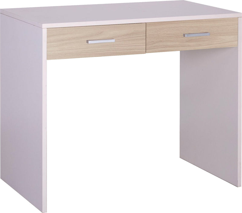 Scrivania da Ufficio 2 Cassetti 91x76x55 cm Bianco Fiammato/Olmo Chiaro-1