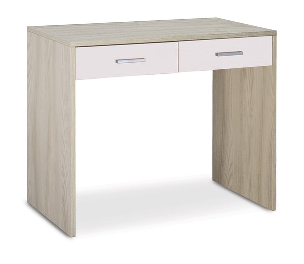 Scrivania da Ufficio 2 Cassetti 91x76x55 cm Olmo Chiaro/Bianco Fiammato prezzo