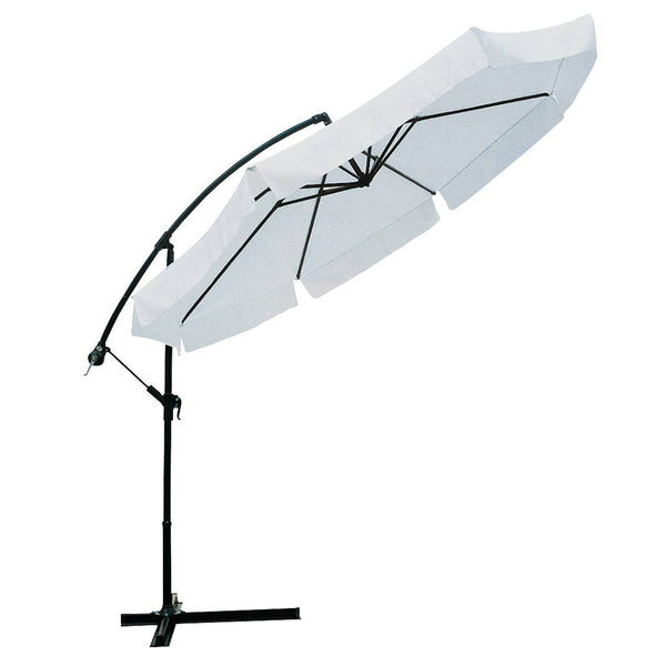 Dezentraler Sonnenschirm Ø 300 cm Stahlkonstruktion für Outdoor Garden Weiß prezzo