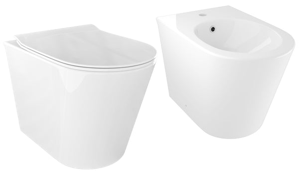 WC und Bidet aus Keramik, 36,5 x 54,5 x 39,5 cm, Oceano Bonussi, weiß glänzend sconto