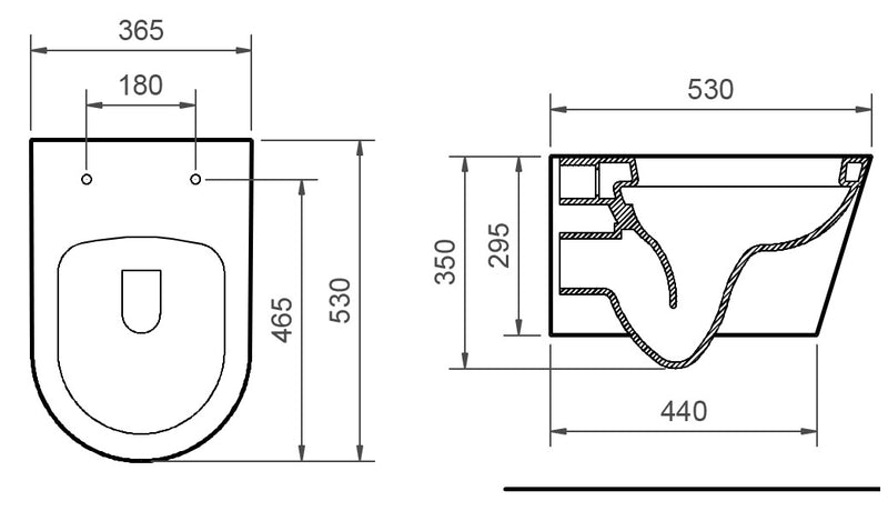 Coppia di Sanitari WC e Bidet Sospesi in Ceramica 36,5x53x35 cm Oceano Bonussi Bianco Lucido-4