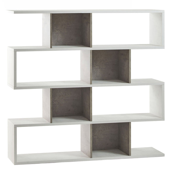 Libreria Modulare 4 Ripiani 150x144x38 cm Ossido Bianco/Cemento prezzo