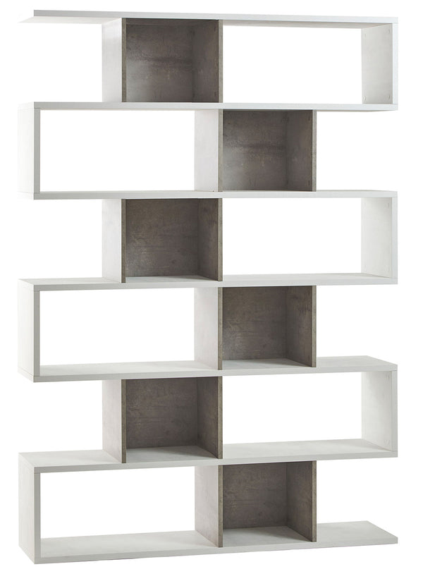 Libreria Modulare 6 Ripiani 150x215x38 cm Ossido Bianco/Cemento prezzo