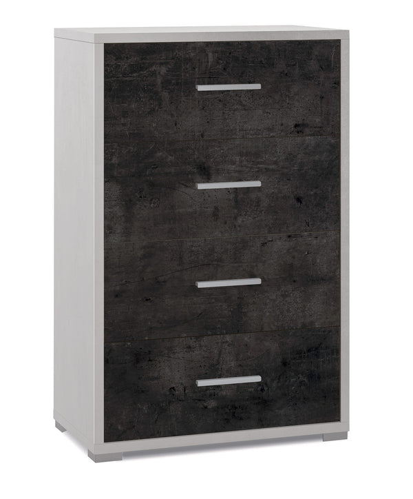 Cassettiera 4 Cassetti 71x110x41 cm Ossido Bianco/Ossido Nero acquista