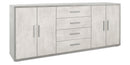 Mobile Basso 4 Ante 4 Cassetti 203x84x41 cm Cemento/Ossido Bianco-1