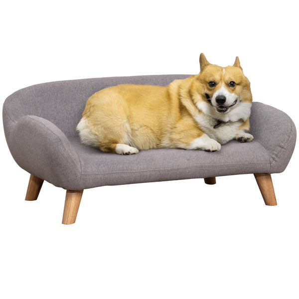 sconto Gepolstertes Sofa für Hunde und Katzen 72 x 44 x 31 cm in hellgrauem Stoff