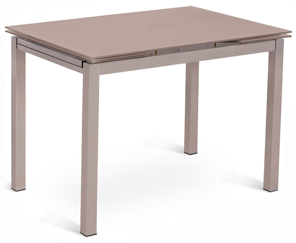 acquista Ausziehbarer Tisch 130/200x80x75 cm aus Metall mit Cappuccino-Glasplatte