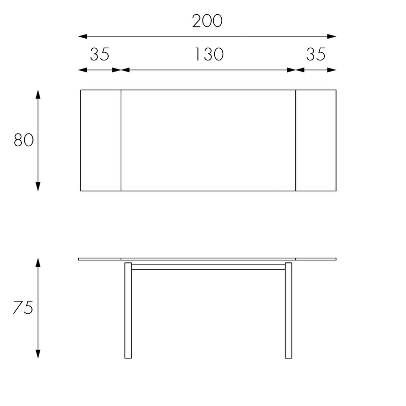 Tavolo Allungabile 130/200x80x75 cm in Metallo con Top in Vetro Cappuccino-5