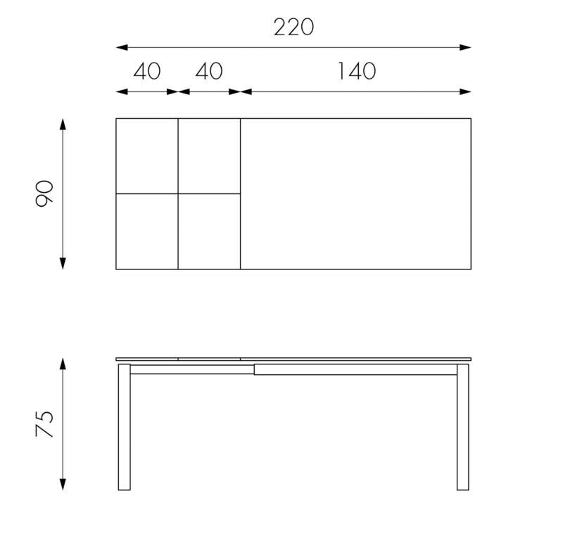 Tavolo Allungabile 140/220x90x75 cm in Metallo con Top in Vetro Grigio-5