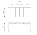 Tavolo Allungabile 130/210x80x76 cm in Legno Top in Melaminico Bianco-4