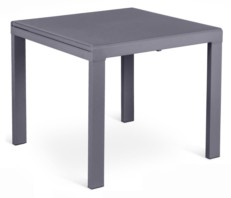 Tavolo Allungabile 90/163,5x90x76 cm in Metallo con Top in Vetro Grigio-1