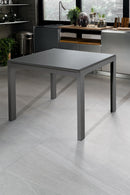 Tavolo Allungabile 90/163,5x90x76 cm in Metallo con Top in Vetro Grigio-2