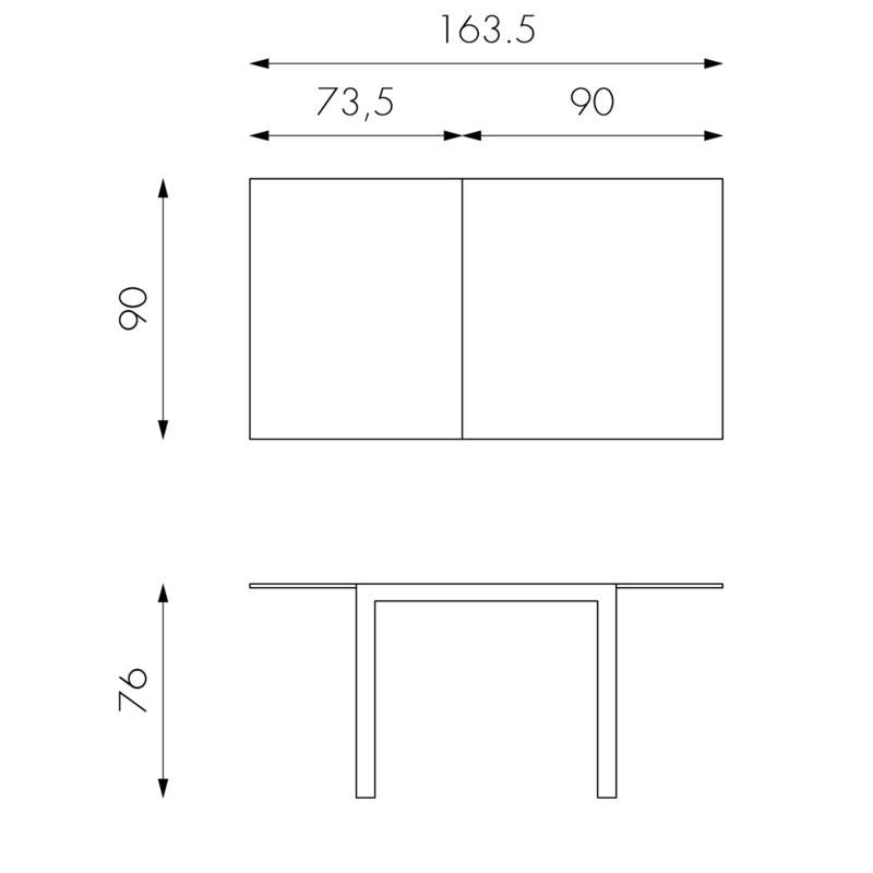 Tavolo Allungabile 90/163,5x90x76 cm in Metallo con Top in Vetro Grigio-5