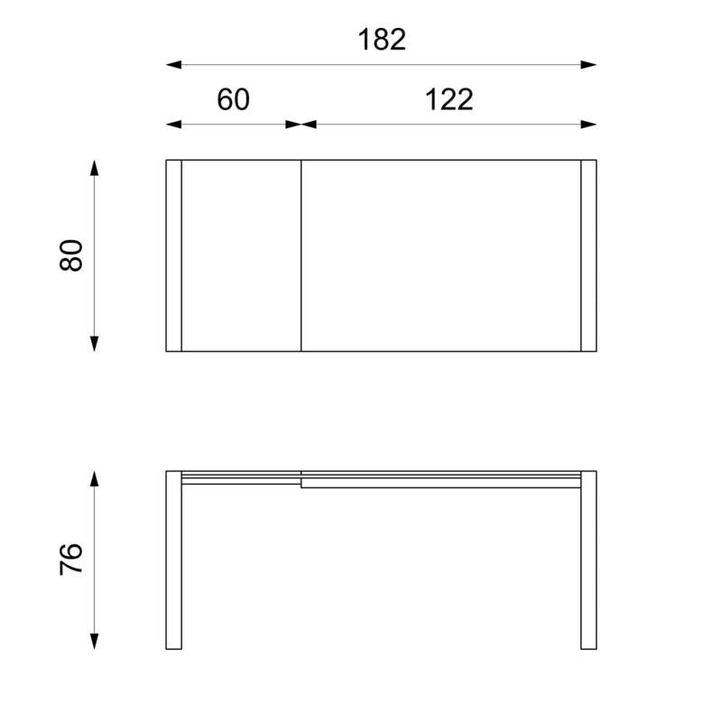 Tavolo Allungabile 122/182x80x76 cm in Metallo con Top in Vetro Bianco-5