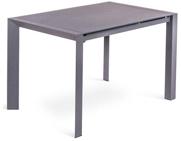 online Ausziehbarer Tisch 122/182x80x76 cm aus Metall mit grauer Glasplatte