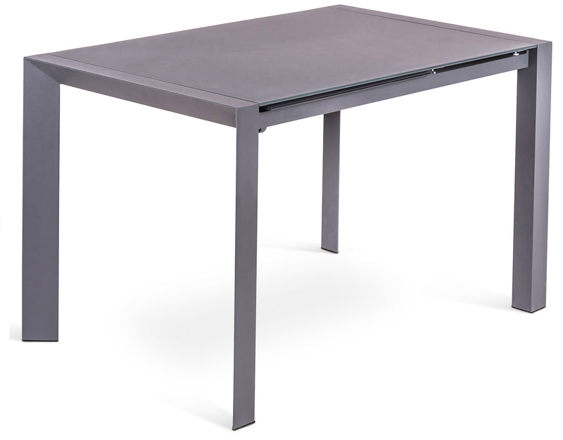 Tavolo Allungabile 122/182x80x76 cm in Metallo con Top in Vetro Grigio-1