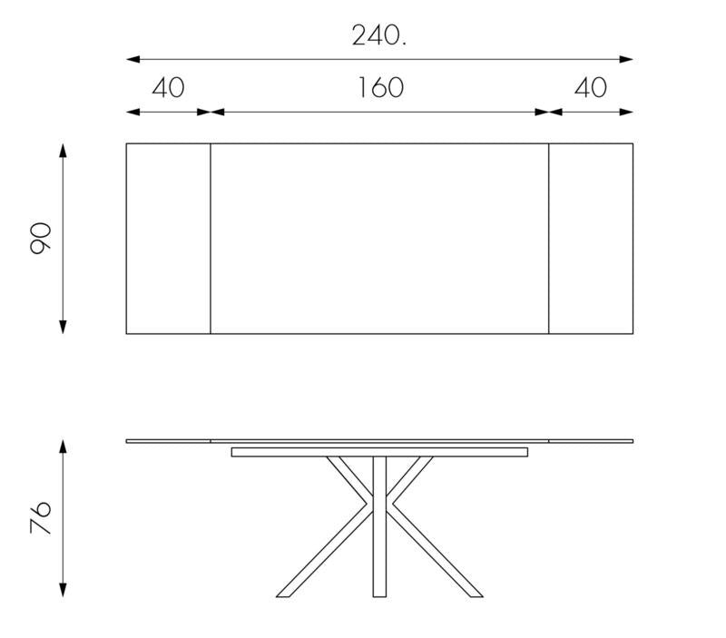 Tavolo Allungabile 160/240x90x76 cm in Metallo con Top Ceramica su Vetro Grigio-4