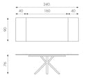 Tavolo Allungabile 160/240x90x76 cm in Metallo con Top Ceramica su Vetro Marmo Bianco-4