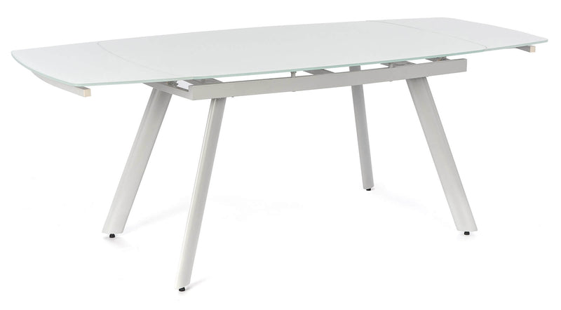 Tavolo Allungabile 140/175/210x90x76 cm in Metallo con Top in Vetro Bianco-2