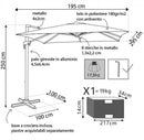 Ombrellone da Giardino Newton Decentrato 2x3 m in Alluminio Nero Telo Grigio-7