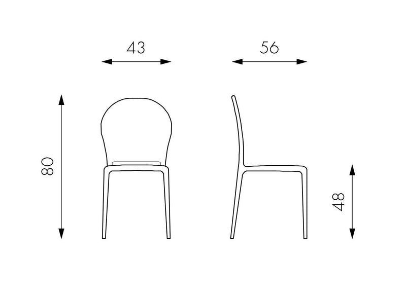 Set 4 Sedie 48x56xH80 cm in Polipropilene Spot Bianco-5