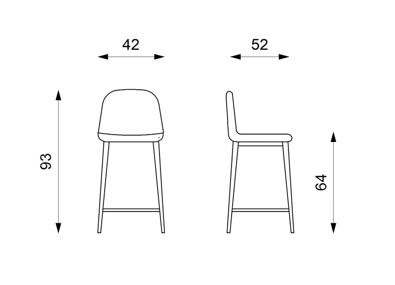 Set 2 Sgabelli 42x52xH93 cm in Similpelle Brigitte Tortora-4