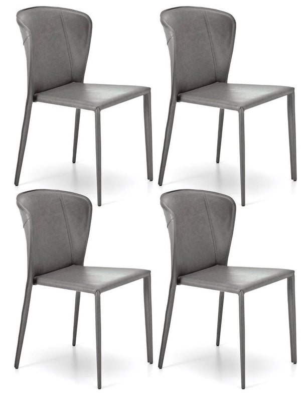 prezzo Set 4 Sedie 49x56xH82 cm in Similcuoio Break Grigio Chiaro