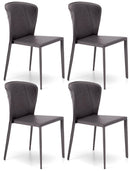 Set 4 Sedie 49x56xH82 cm in Similcuoio Break Grigio Scuro-1