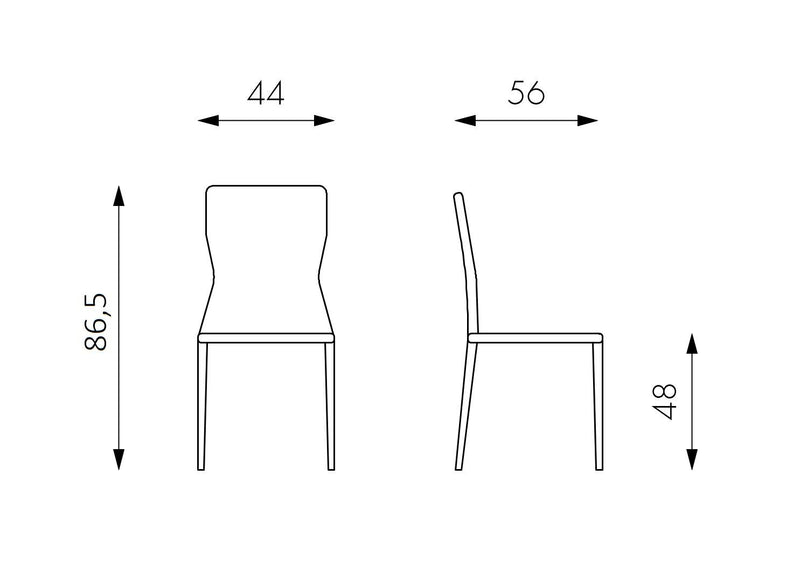 Set 2 Sedie 56x44xH86,5 cm in Similcuoio e Metallo Kim Whisky-6