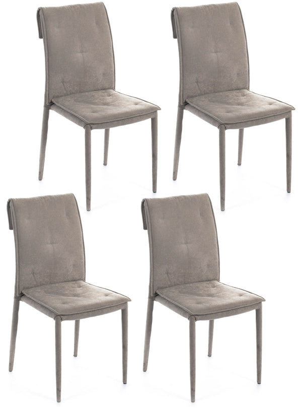 Set 4 Sedie 56x44xH91 cm in Tessuto e Metallo Wanda Grigio chiaro online