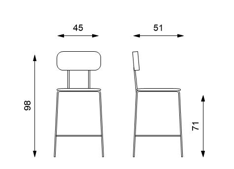 Set 4 Sgabelli 45x51xH98 cm in Polipropilene Sam Bianco-6