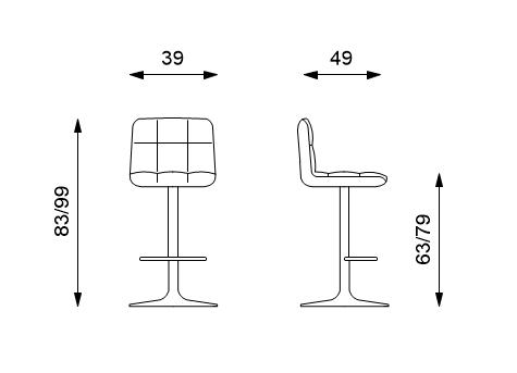 Set 2 Sgabelli 39x49xH83/99 cm in Microfibra e Metallo Ron Grigio scuro-6