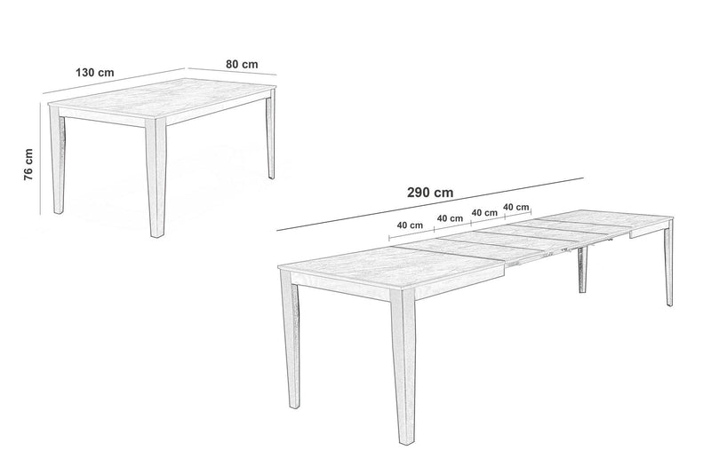 Tavolo Allungabile 130/290x80x76 cm in Melaminico Big Grigio-5